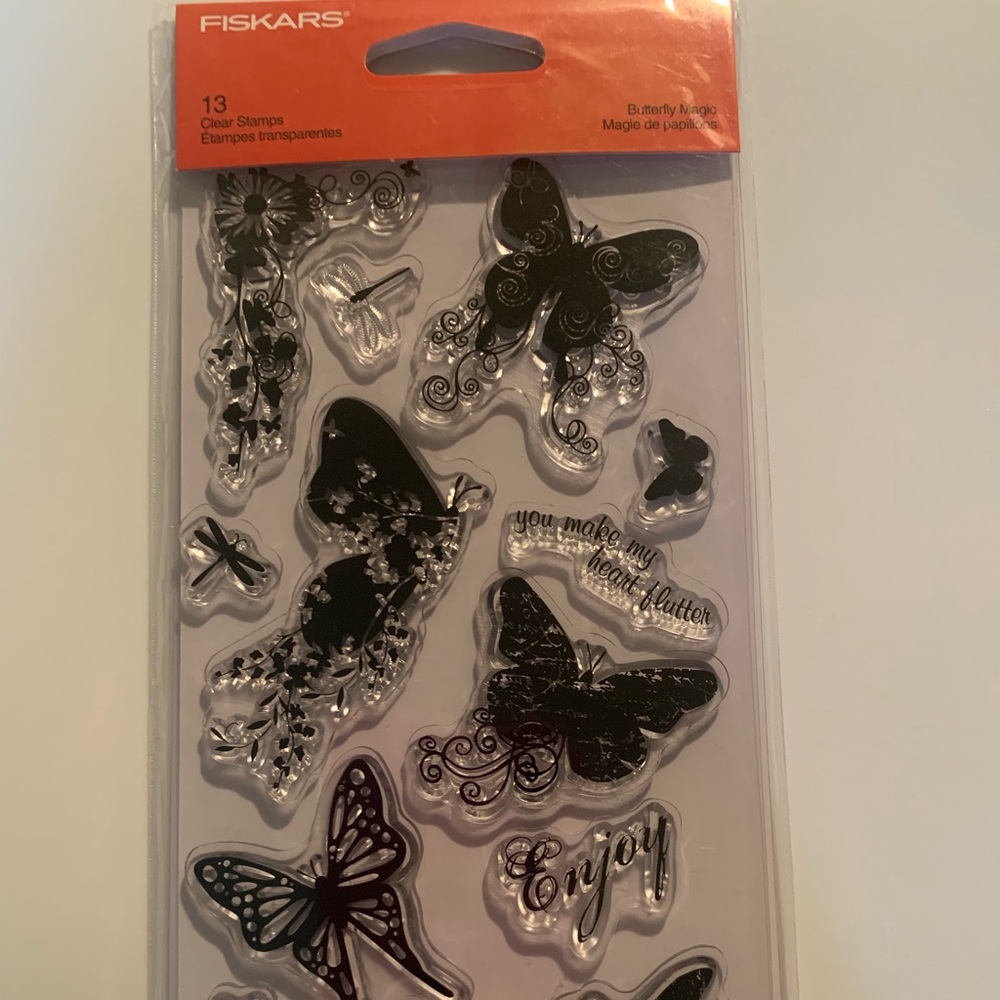 Fiskars Clear Acrylic Stamps 4 x 8 Butterfly Magic